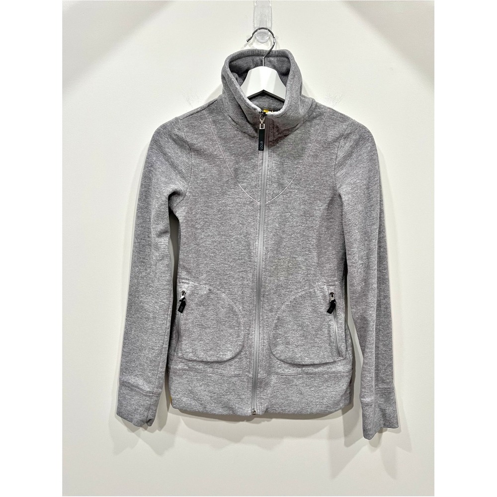 Lole Women's Gray Full Zip Fleece Jacket XS High Collar Activewear